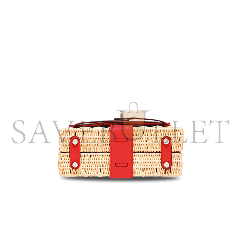 H**mes master rouge de coeur swift leather & osier mini picnic kelly 20 with palladium hardware (20*14*8cm)